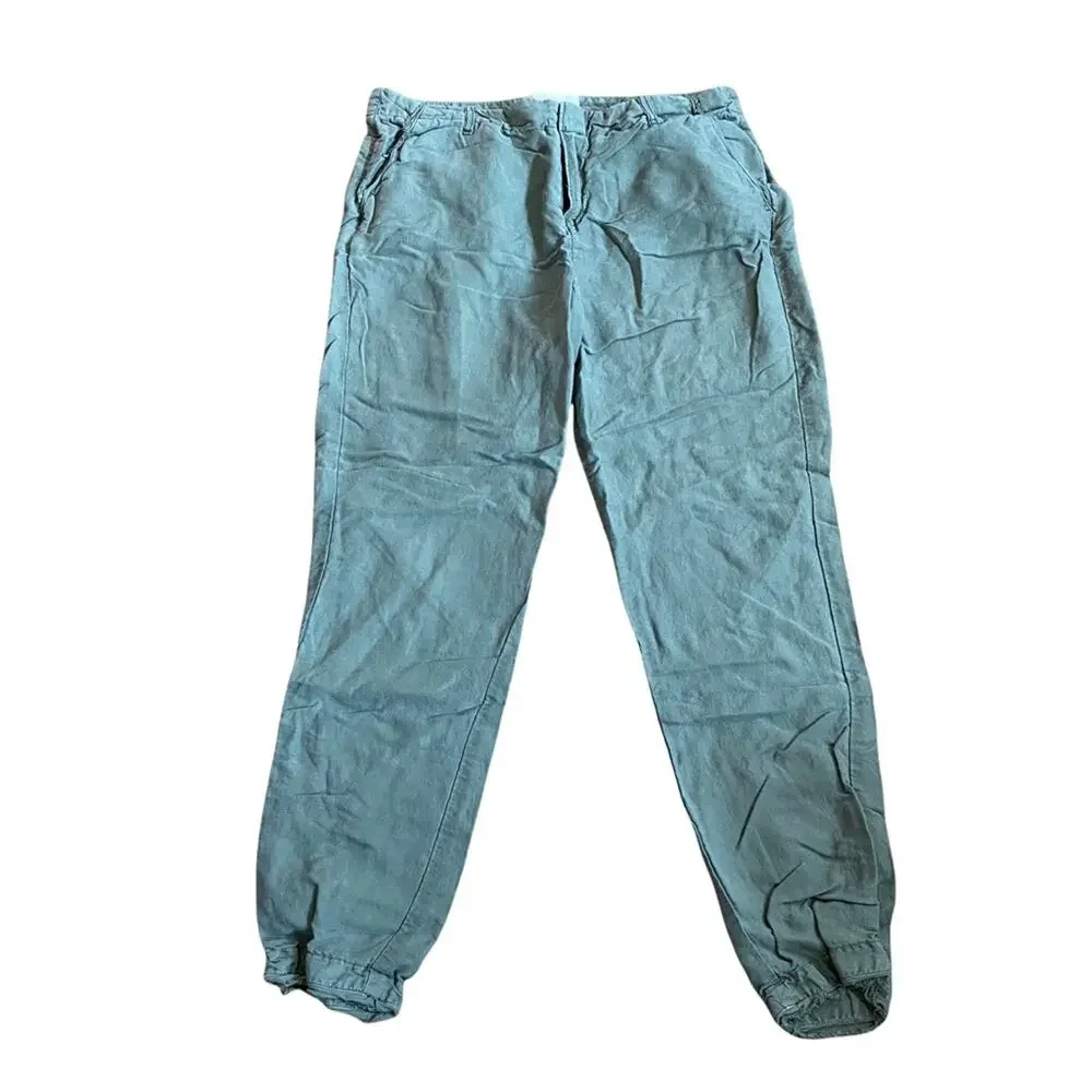 Joie Linen Blend Jogger Pants Olive Green Size 4 Mid Rise Casual